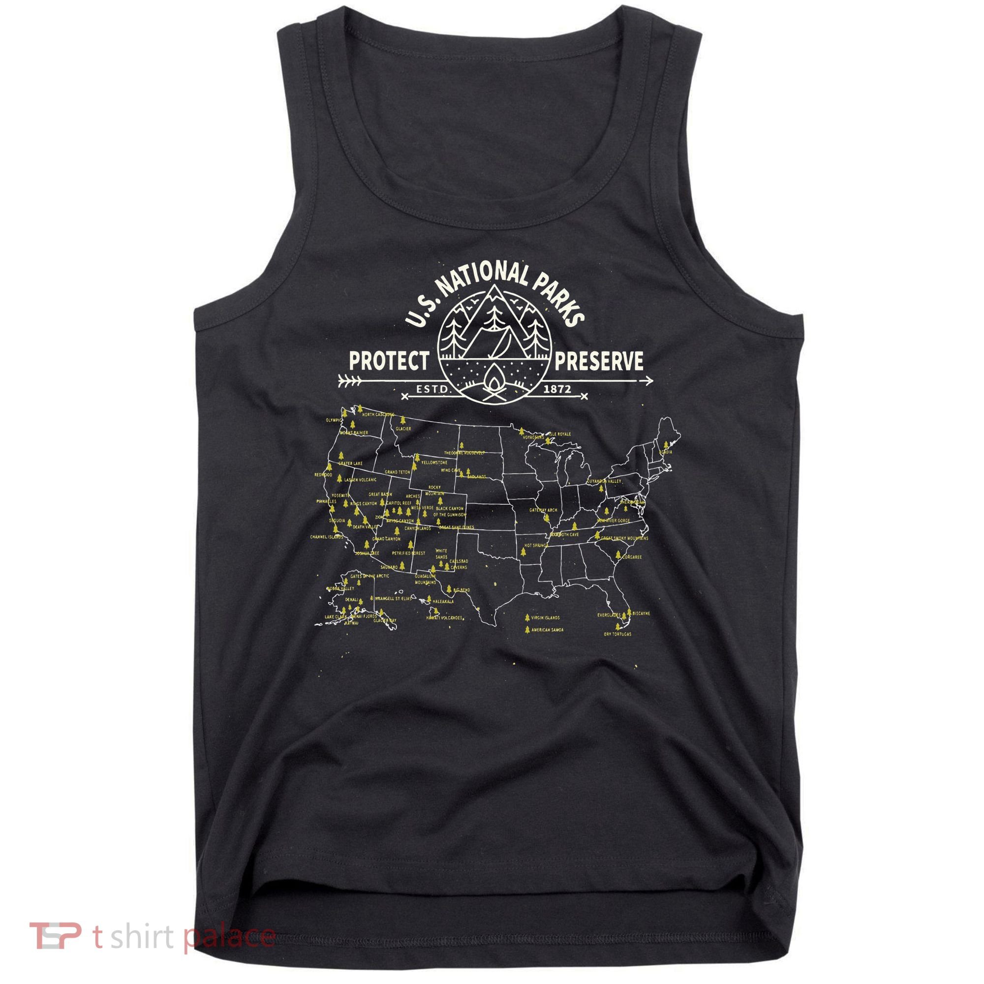U.S. National Park Camping All 63 US National Parks Map Tank Top