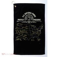 U.S. National Park Camping All 63 US National Parks Map Golf Towel thumb 0