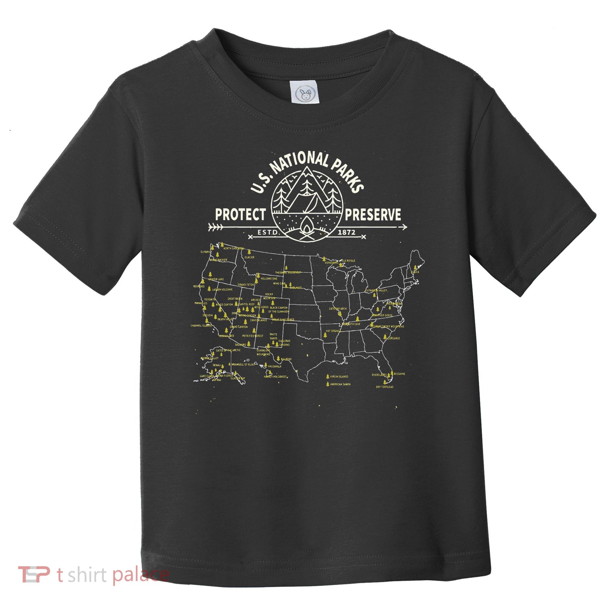 U.S. National Park Camping All 63 US National Parks Map Toddler T-Shirt