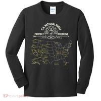U.S. National Park Camping All 63 US National Parks Map Kids Long Sleeve Shirt thumb 0