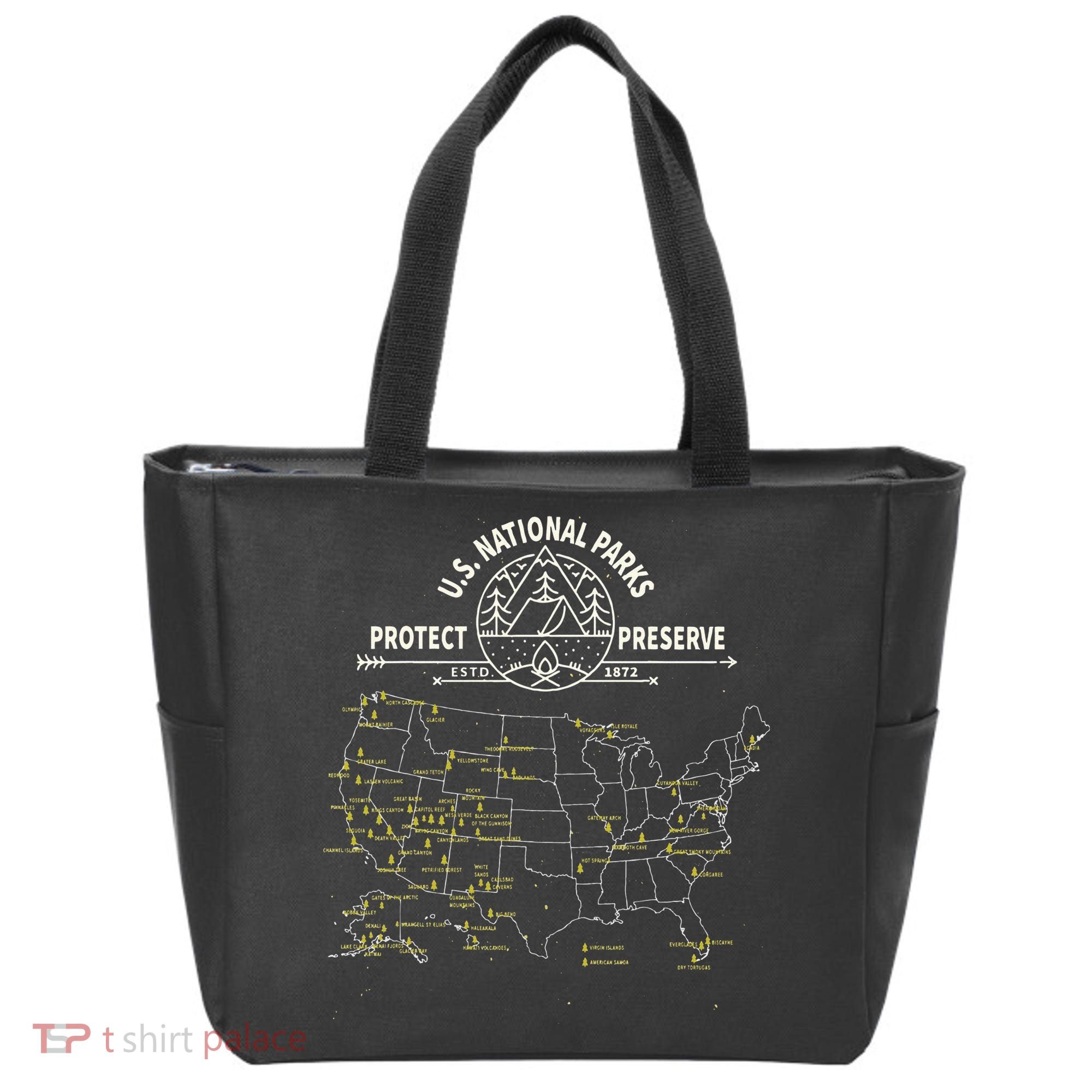 U.S. National Park Camping All 63 US National Parks Map Tote Bag