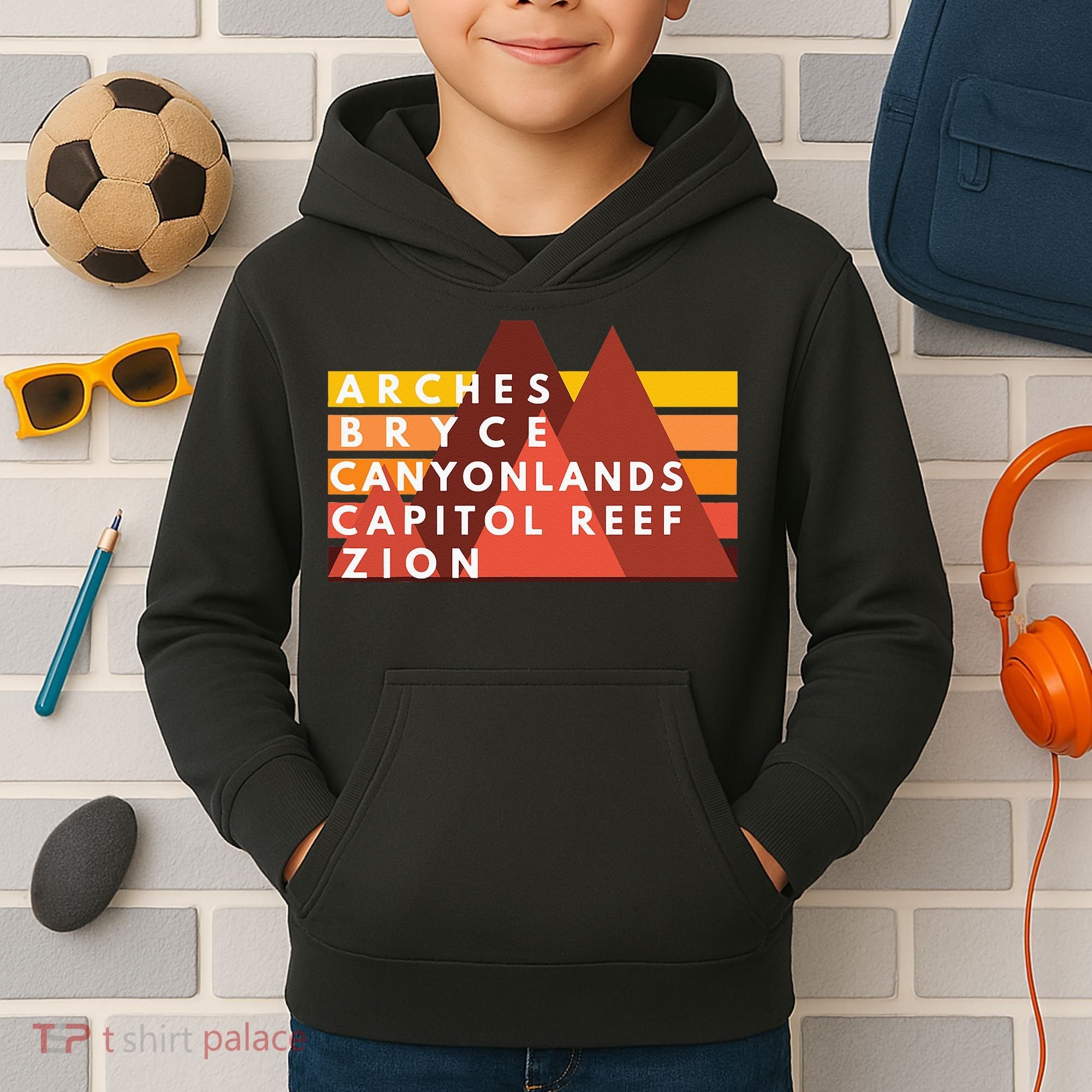 Utah National Parks Utah's Mighty Five Souvenir NPS Moab Kids Hoodie