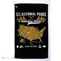Us National Parks Adventure Awaits Cute Gift Hiking And Camping Lover Gift Golf Towel thumb 0