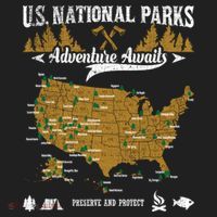 Us National Parks Adventure Awaits Cute Gift Hiking And Camping Lover Gift Golf Towel thumb 3