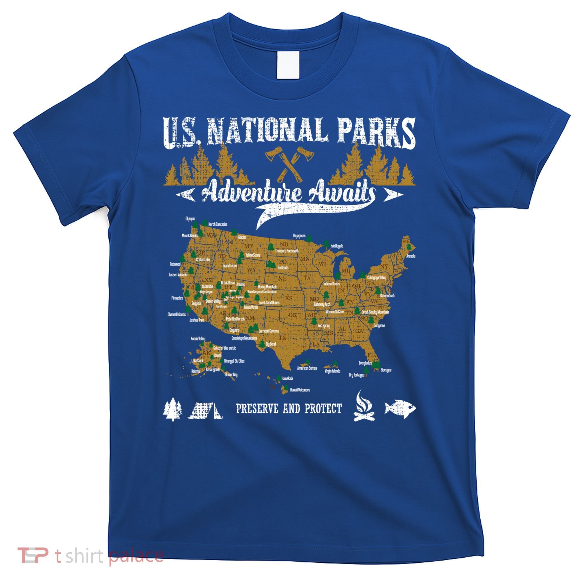 Us National Parks Adventure Awaits Cute Gift Hiking And Camping Lover Gift T-Shirt