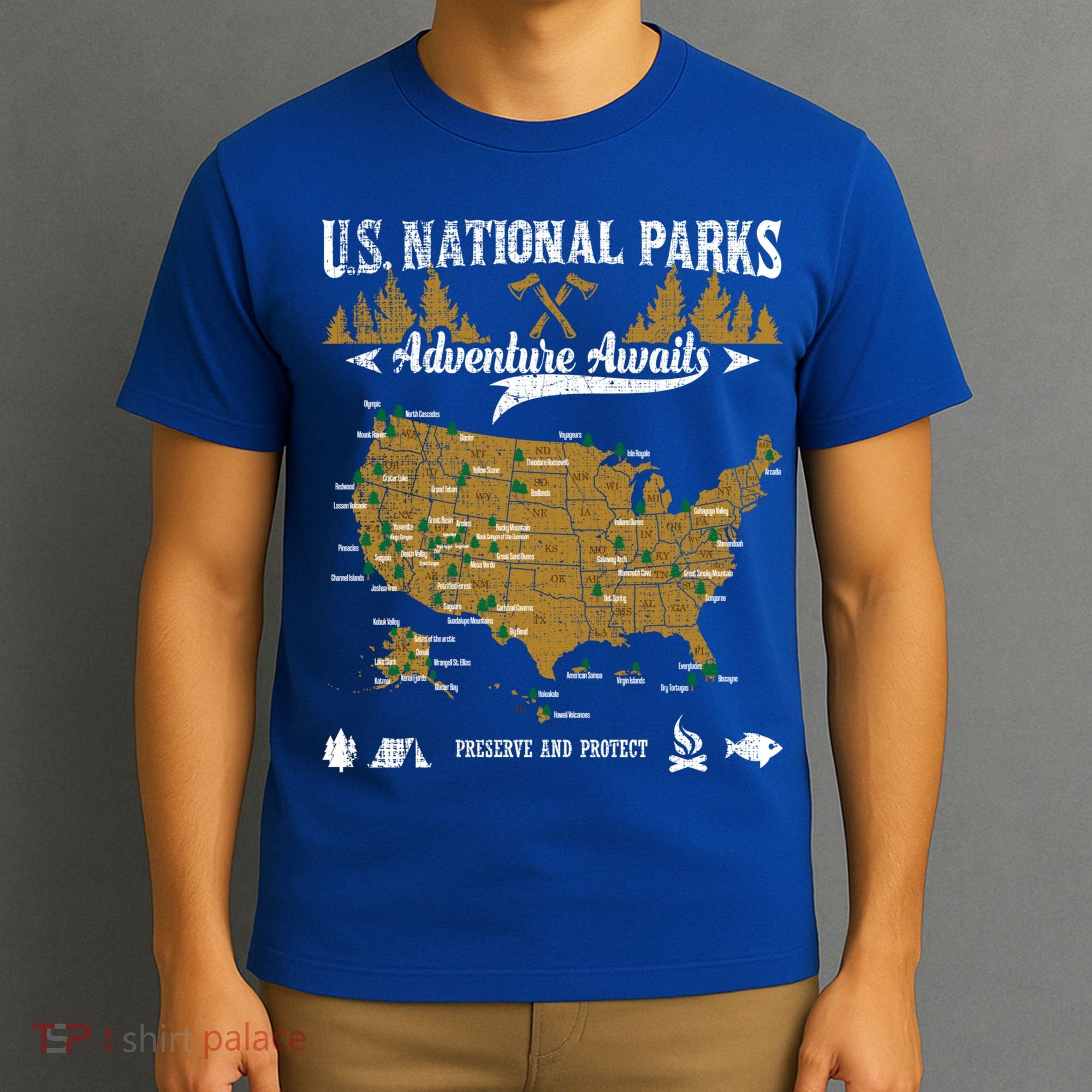 Us National Parks Adventure Awaits Cute Gift Hiking And Camping Lover Gift T-Shirt