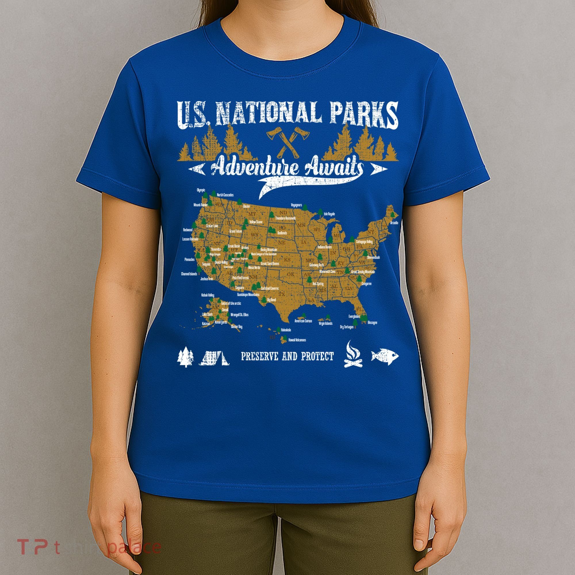 Us National Parks Adventure Awaits Cute Gift Hiking And Camping Lover Gift T-Shirt