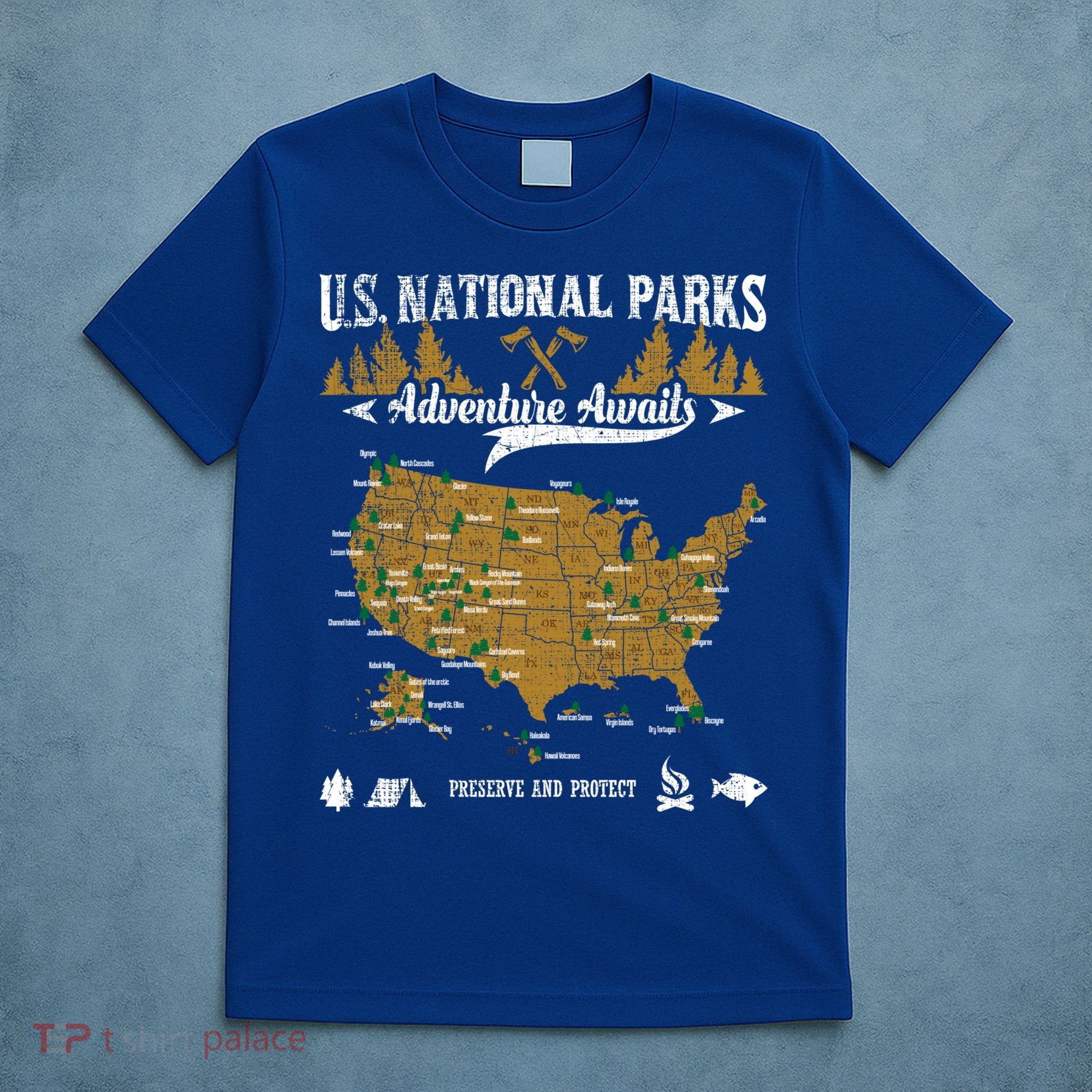 Us National Parks Adventure Awaits Cute Gift Hiking And Camping Lover Gift T-Shirt