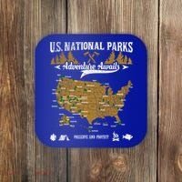 Us National Parks Adventure Awaits Cute Gift Hiking And Camping Lover Gift Coaster thumb 0