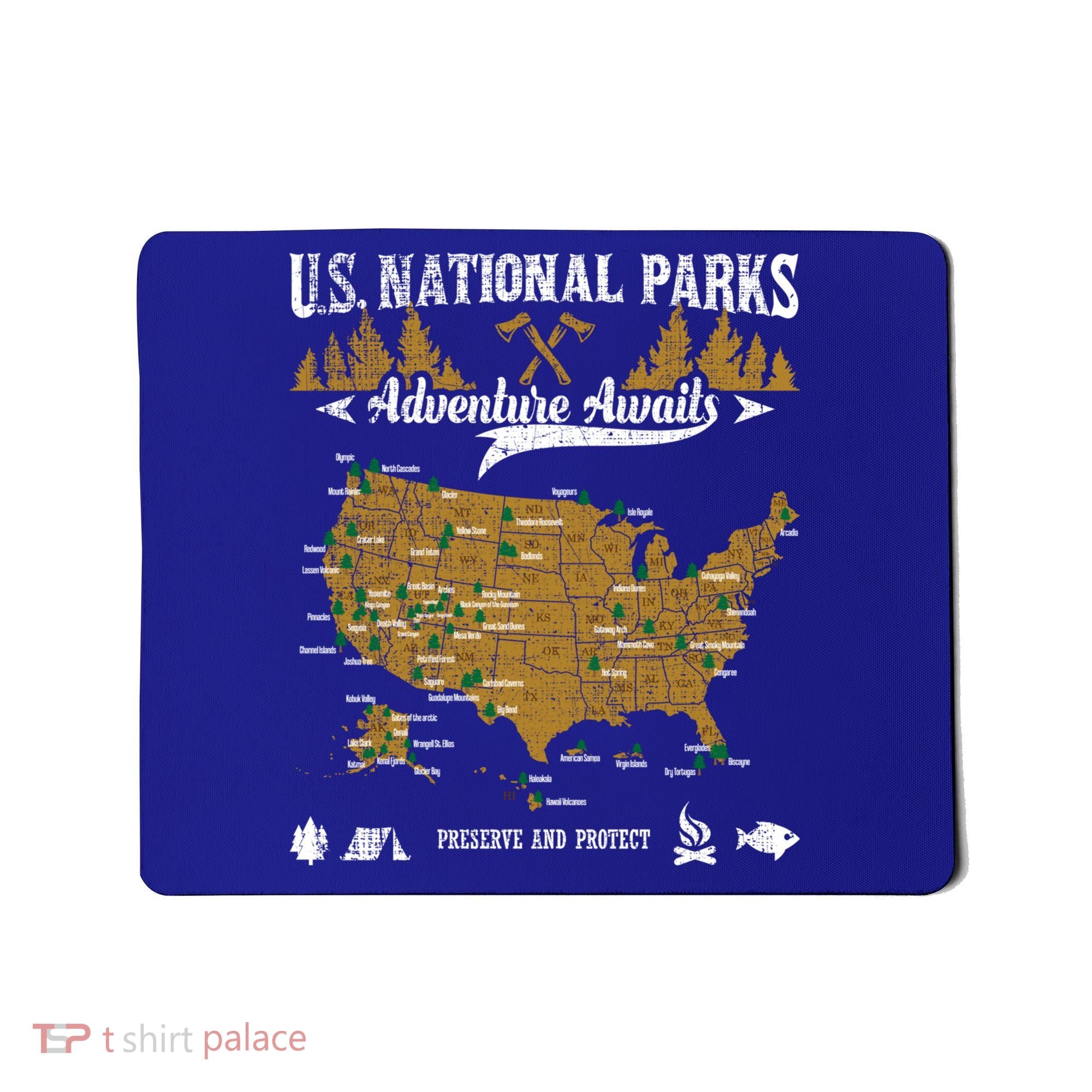 Us National Parks Adventure Awaits Cute Gift Hiking And Camping Lover Gift Mousepad
