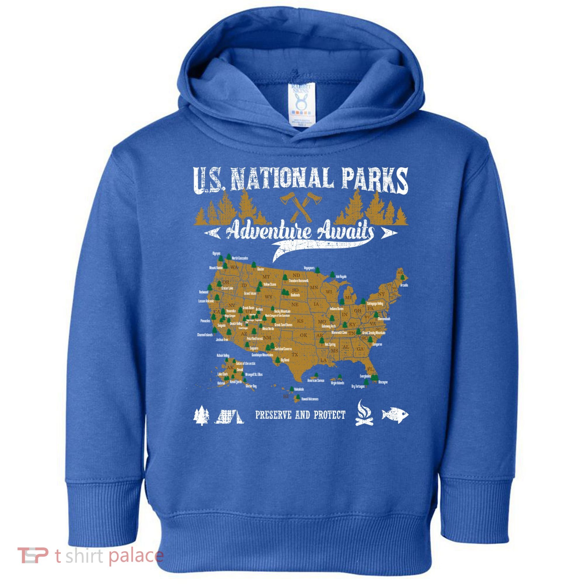 Us National Parks Adventure Awaits Cute Gift Hiking And Camping Lover Gift Toddler Hoodie