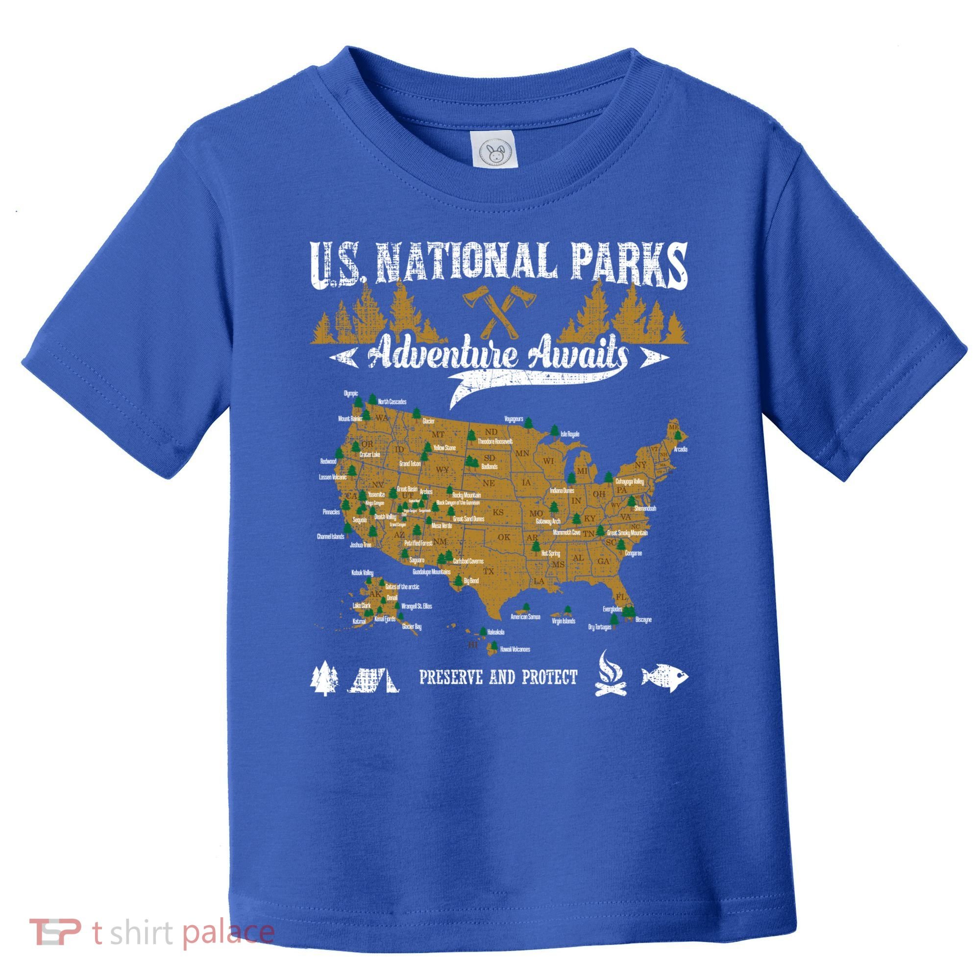 Us National Parks Adventure Awaits Cute Gift Hiking And Camping Lover Gift Toddler T-Shirt