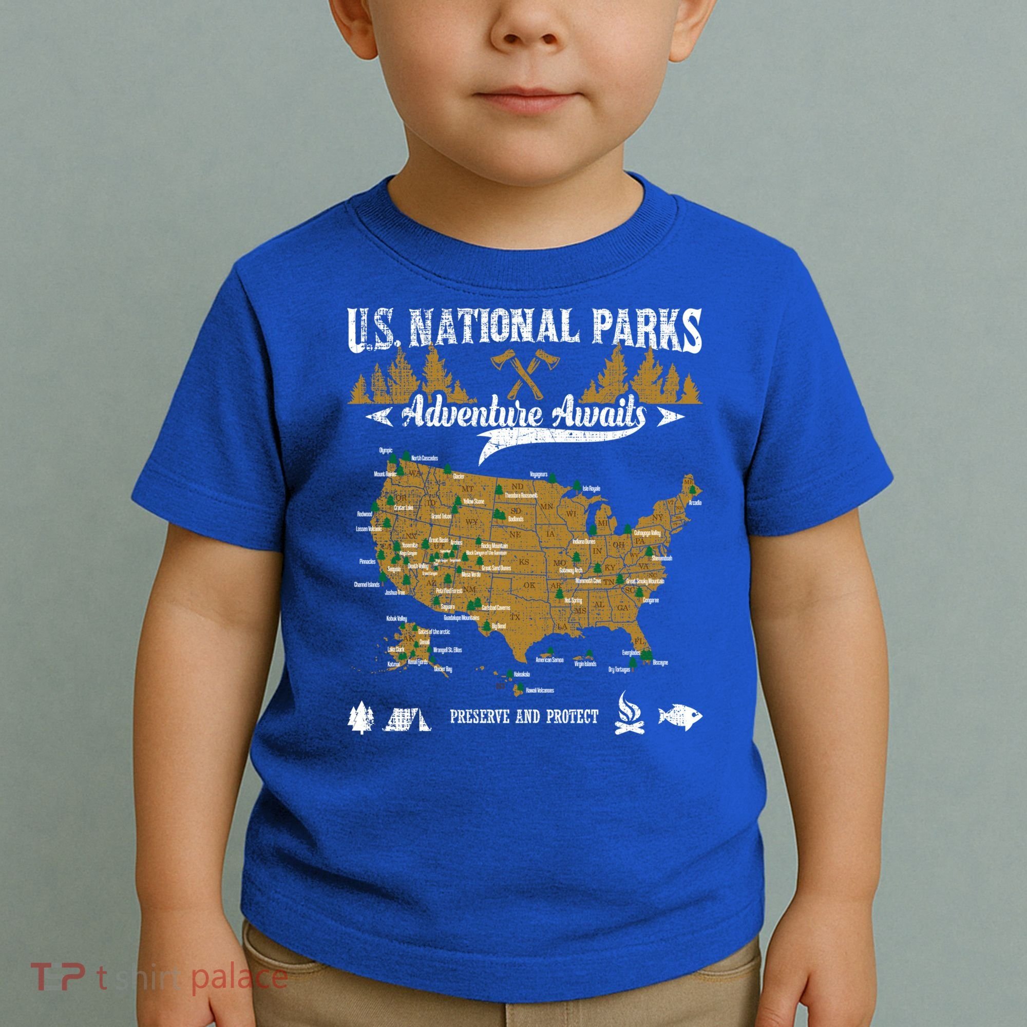 Us National Parks Adventure Awaits Cute Gift Hiking And Camping Lover Gift Toddler T-Shirt