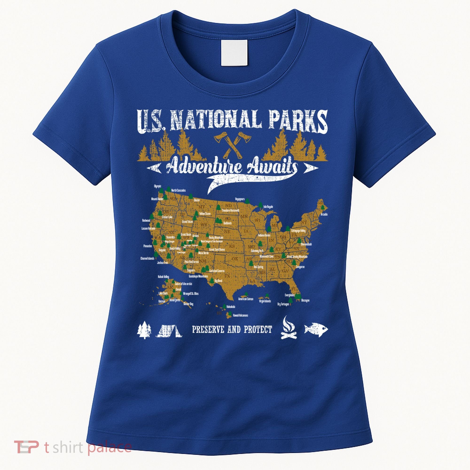 Us National Parks Adventure Awaits Cute Gift Hiking And Camping Lover Gift Women's T-Shirt