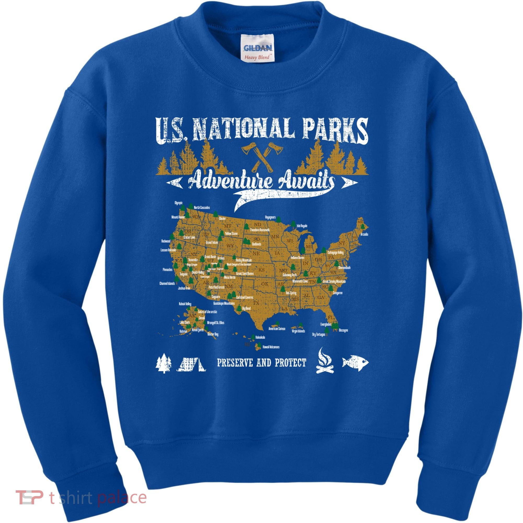 Us National Parks Adventure Awaits Cute Gift Hiking And Camping Lover Gift Kids Sweatshirt