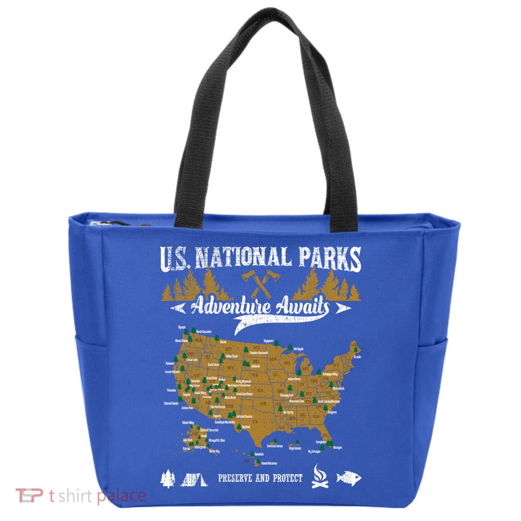 Us National Parks Adventure Awaits Cute Gift Hiking And Camping Lover Gift Tote Bag