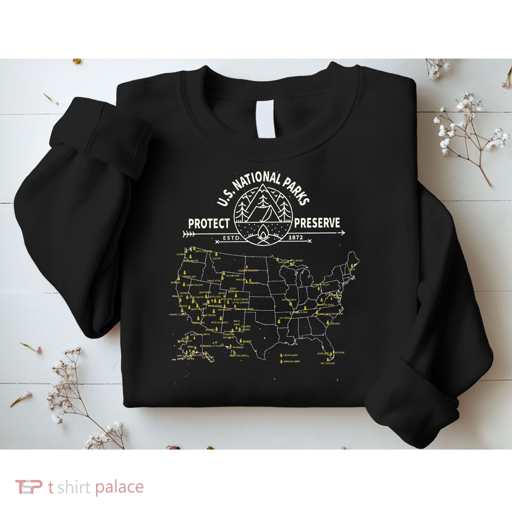 U.S. National Park Camping All 63 US National Parks Map Sweatshirt