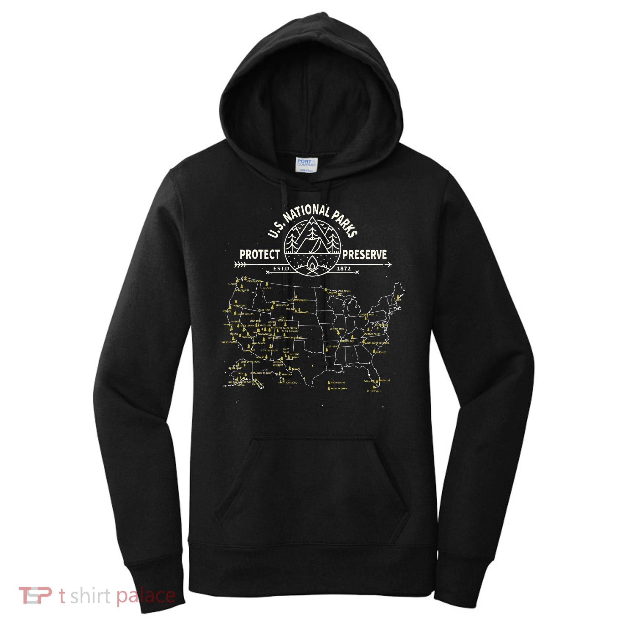 U.S. National Park Camping All 63 US National Parks Map Women's Hoodie