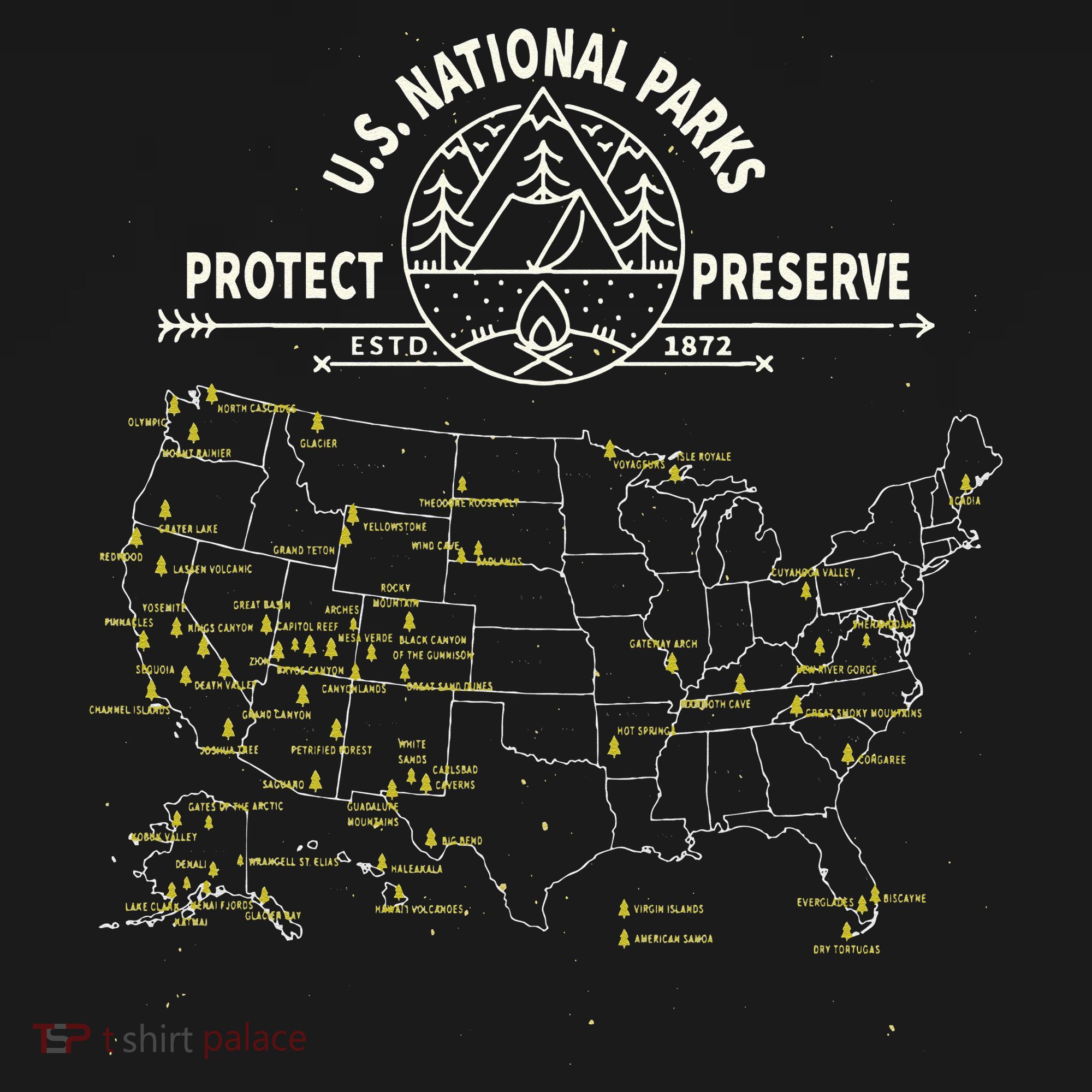 U.S. National Park Camping All 63 US National Parks Map Women's Hoodie