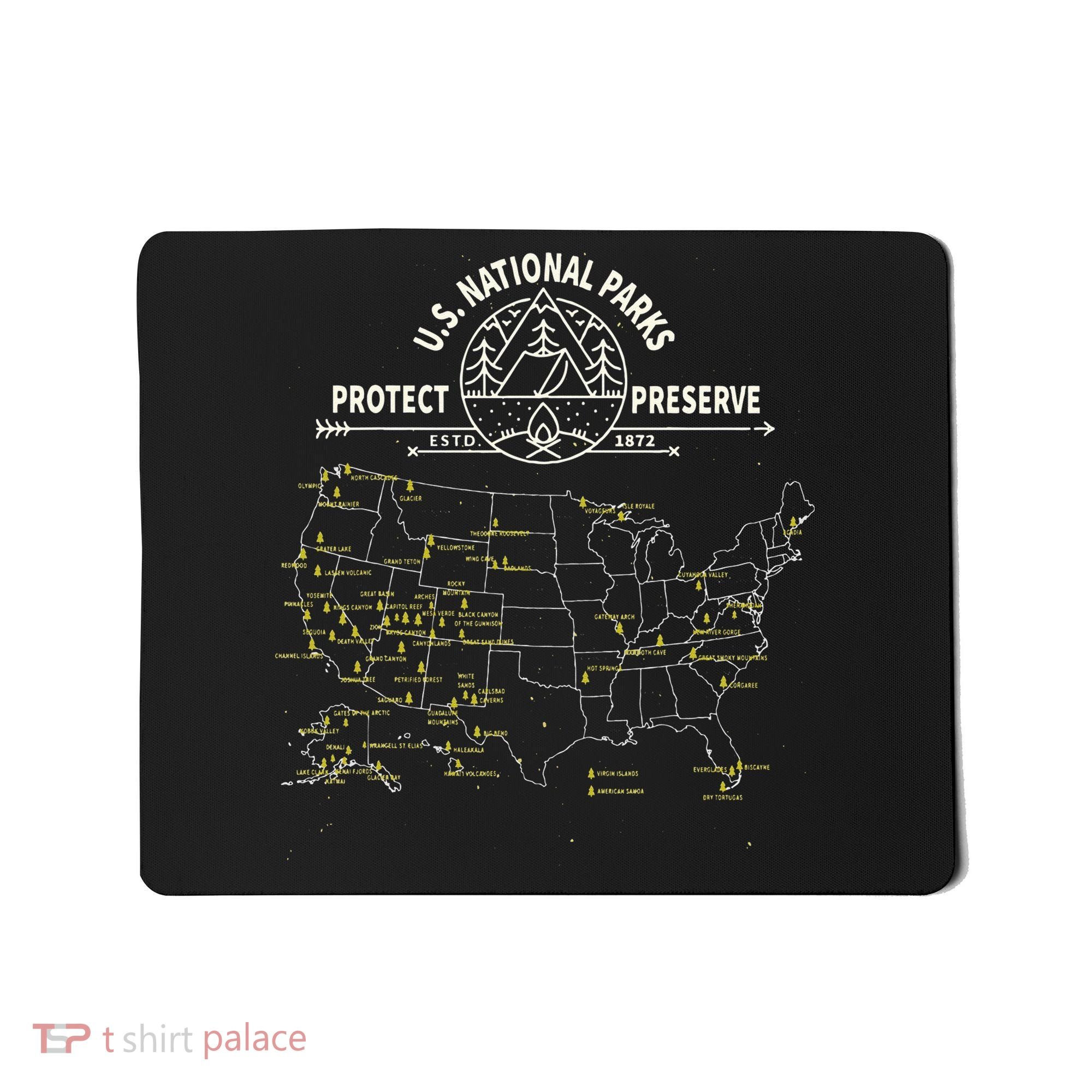 U.S. National Park Camping All 63 US National Parks Map Mousepad
