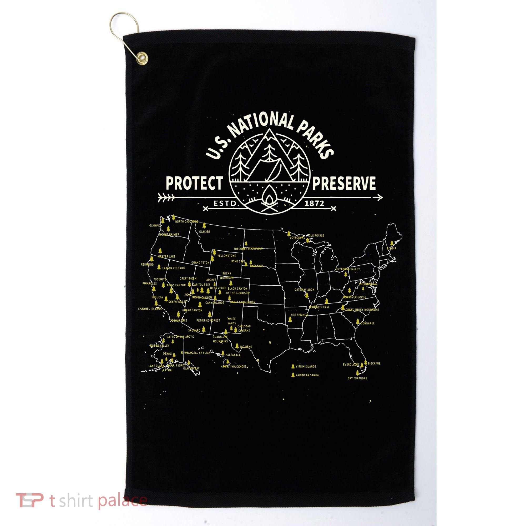 U.S. National Park Camping All 63 US National Parks Map Golf Towel