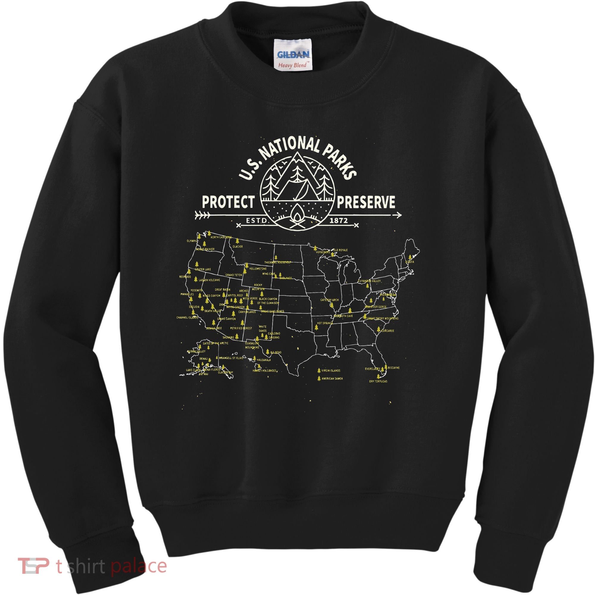 U.S. National Park Camping All 63 US National Parks Map Kids Sweatshirt