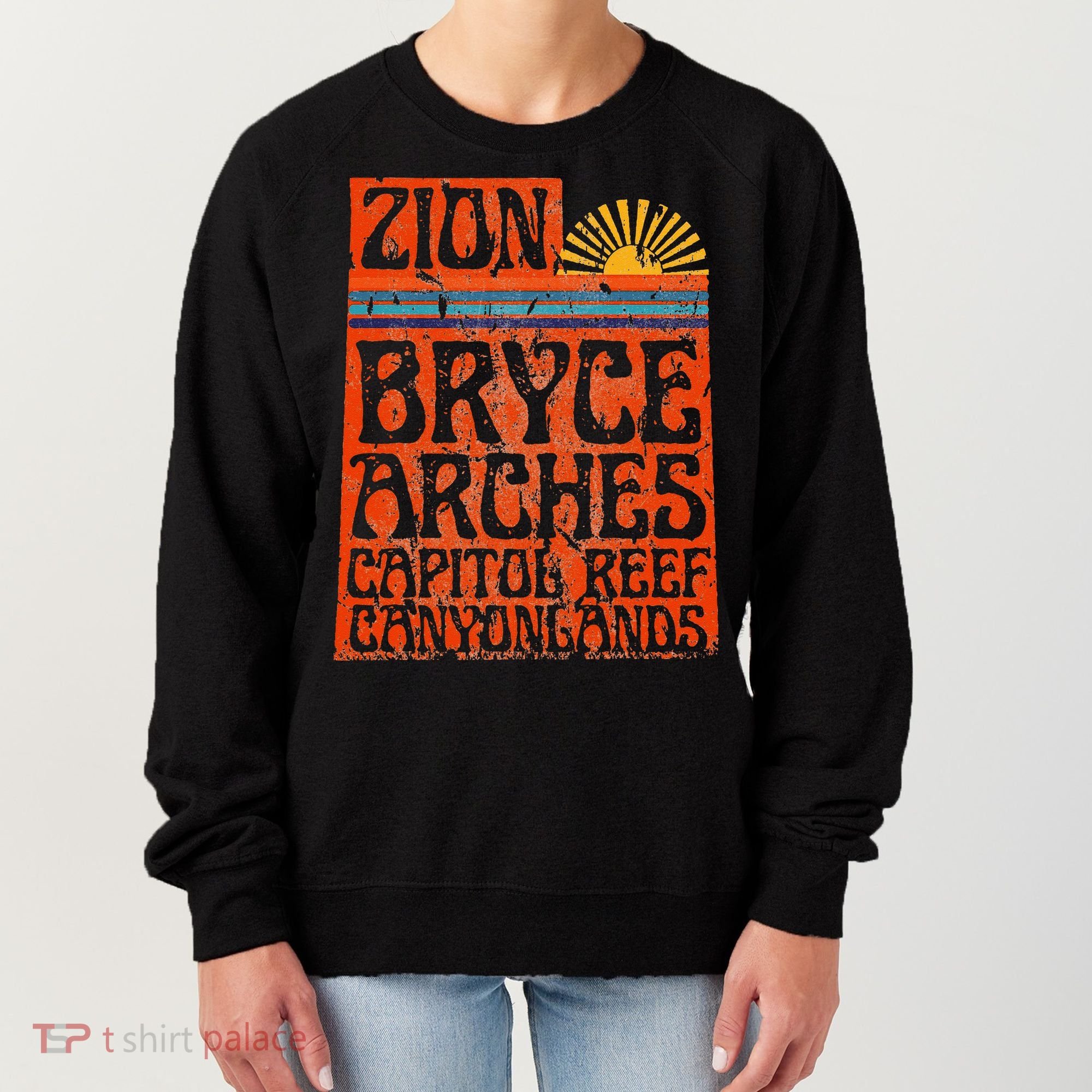 Utah National Parks Zion Arches Bryce Canyonlands State Map Women's Sweatshirt