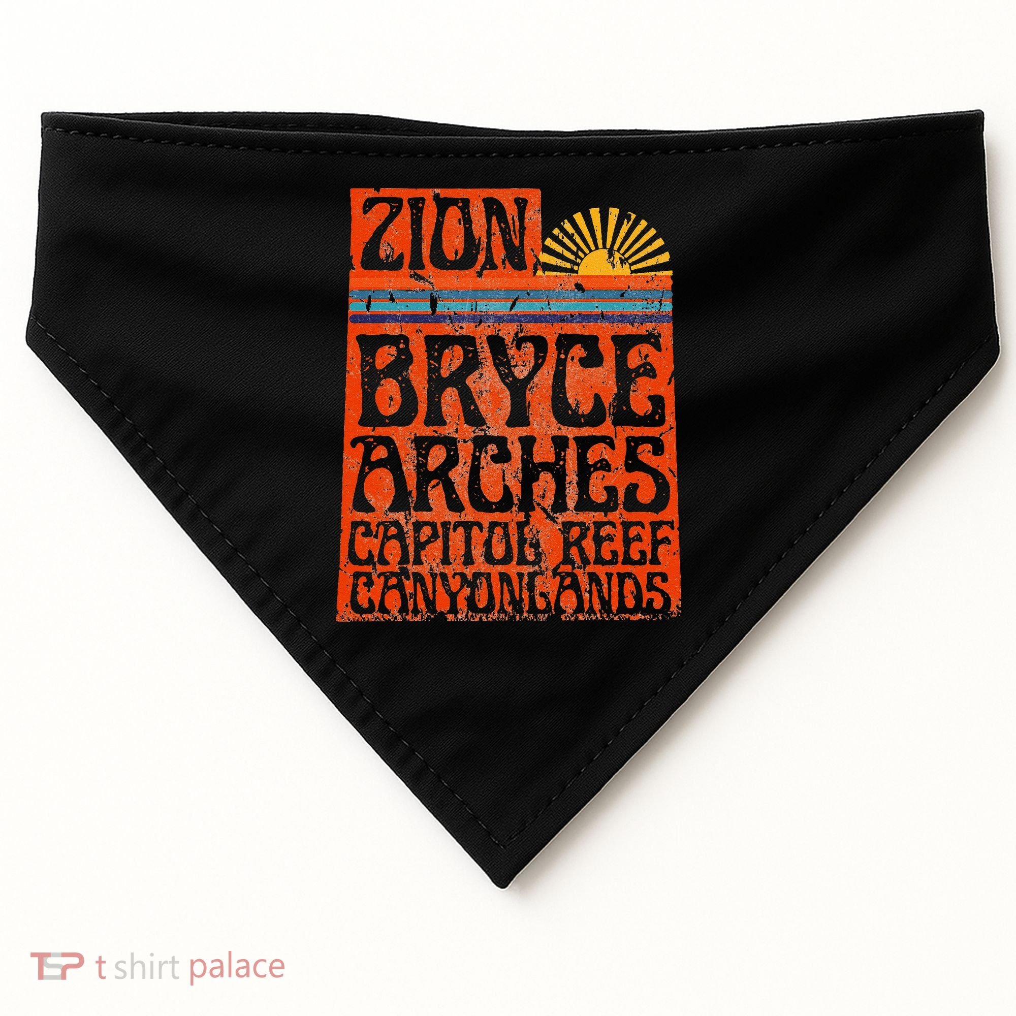 Utah National Parks Zion Arches Bryce Canyonlands State Map USA-Made Doggie Bandana