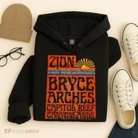 Utah National Parks Zion Arches Bryce Canyonlands State Map Hoodie thumb 4