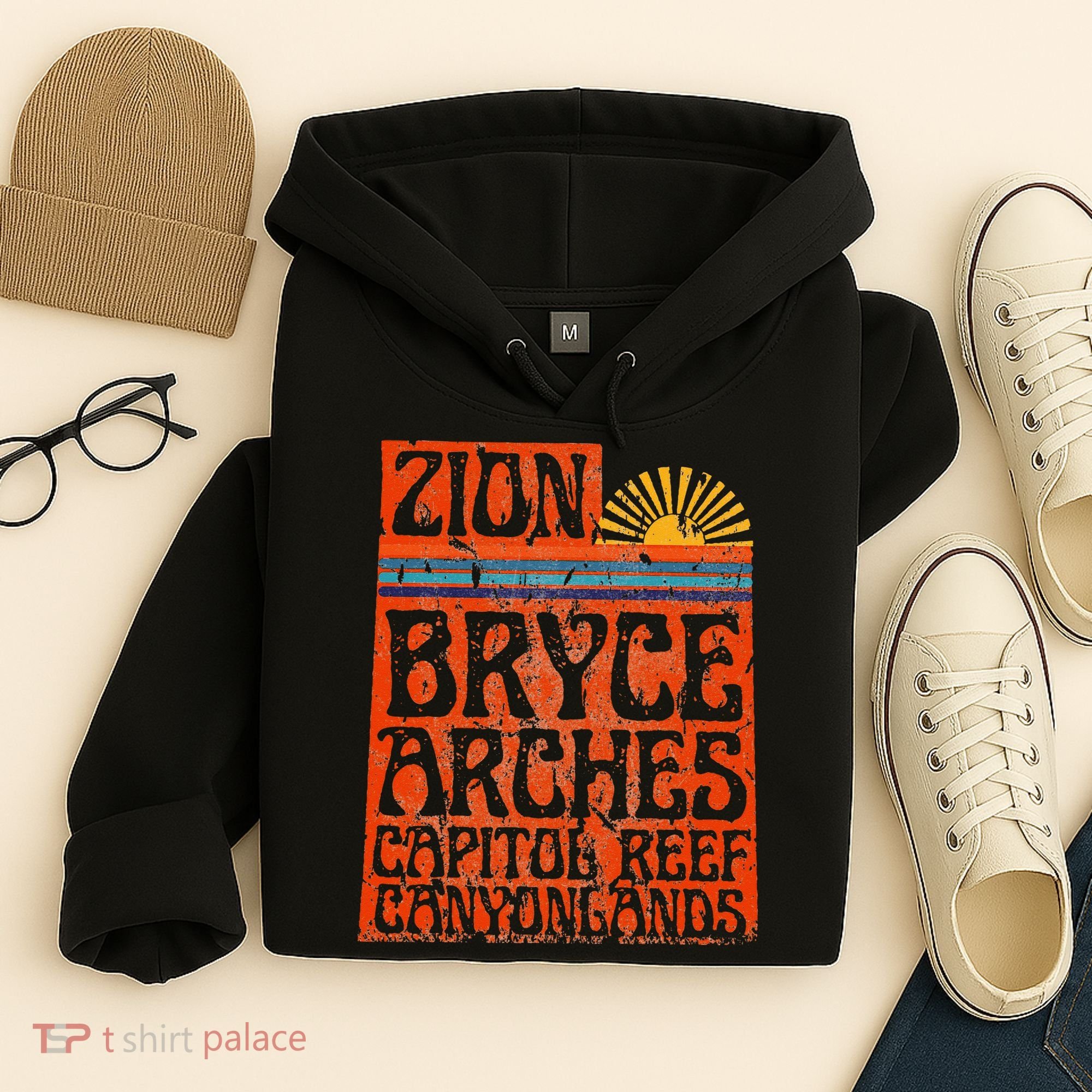 Utah National Parks Zion Arches Bryce Canyonlands State Map Hoodie