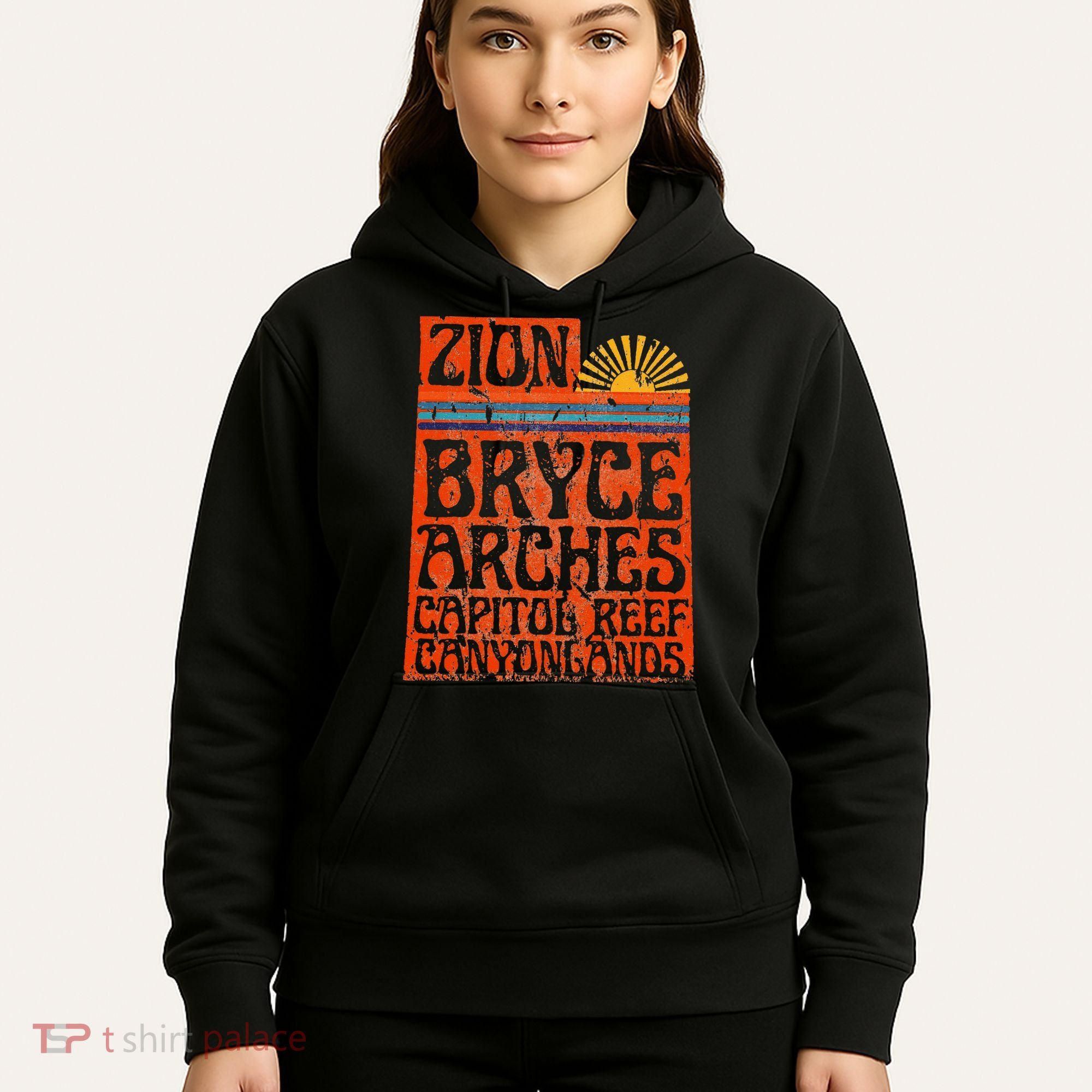 Utah National Parks Zion Arches Bryce Canyonlands State Map Hoodie
