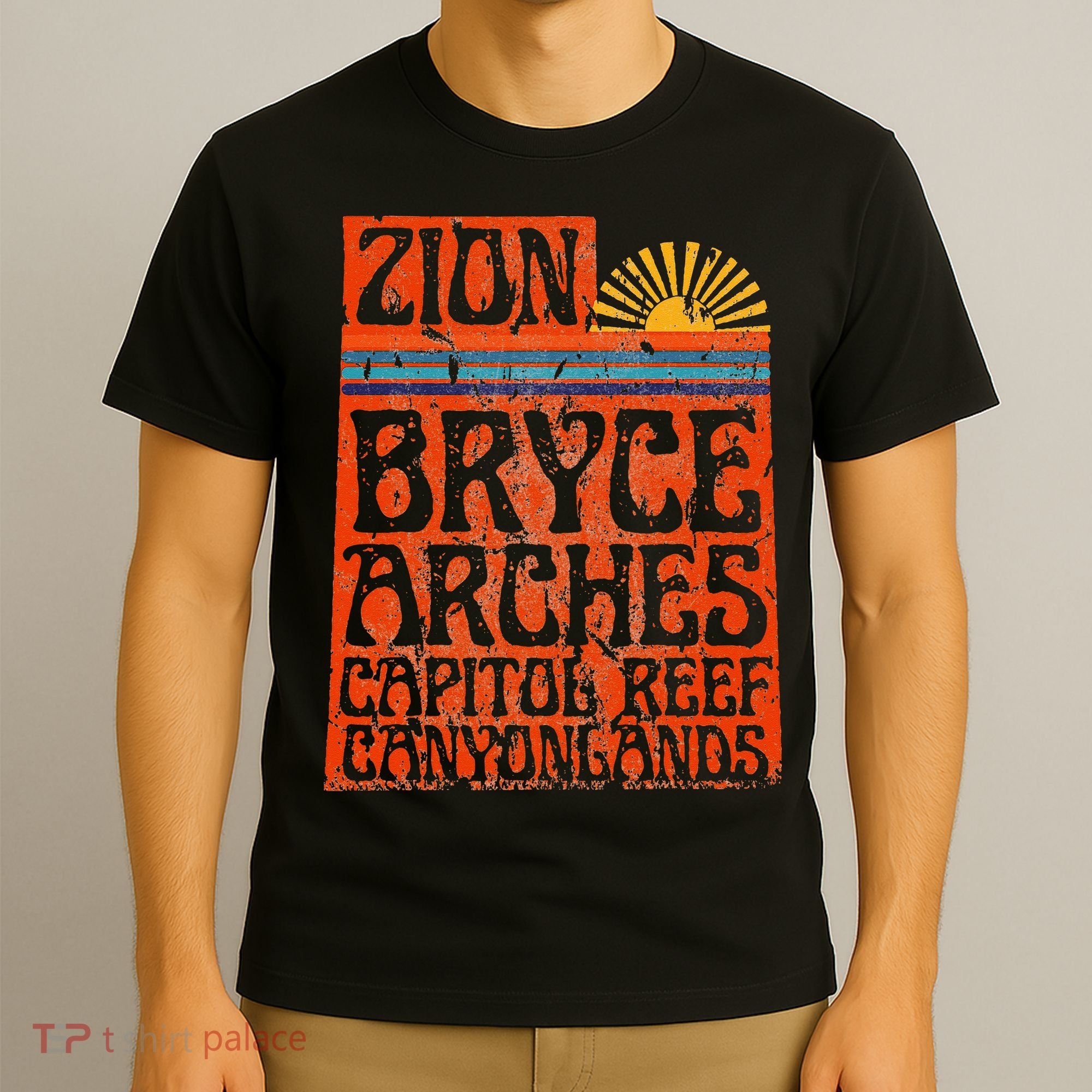 Utah National Parks Zion Arches Bryce Canyonlands State Map T-Shirt
