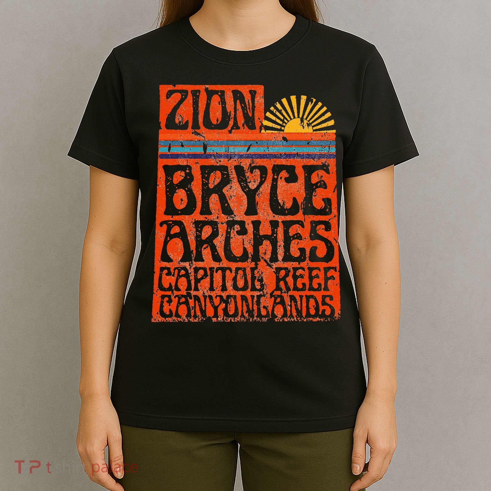 Utah National Parks Zion Arches Bryce Canyonlands State Map T-Shirt