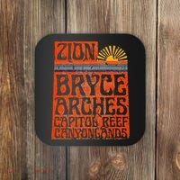 Utah National Parks Zion Arches Bryce Canyonlands State Map Coaster thumb 0