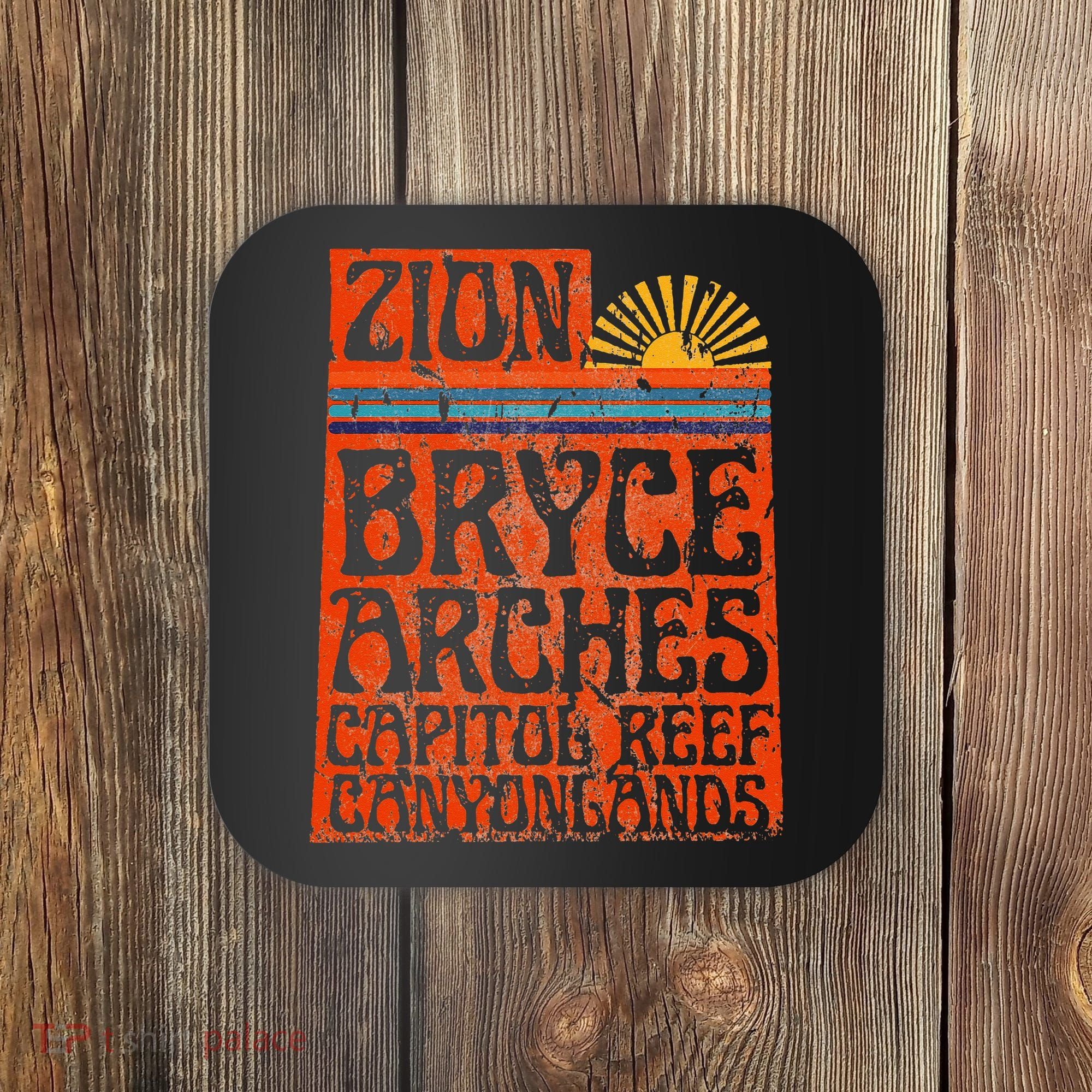 Utah National Parks Zion Arches Bryce Canyonlands State Map Coaster