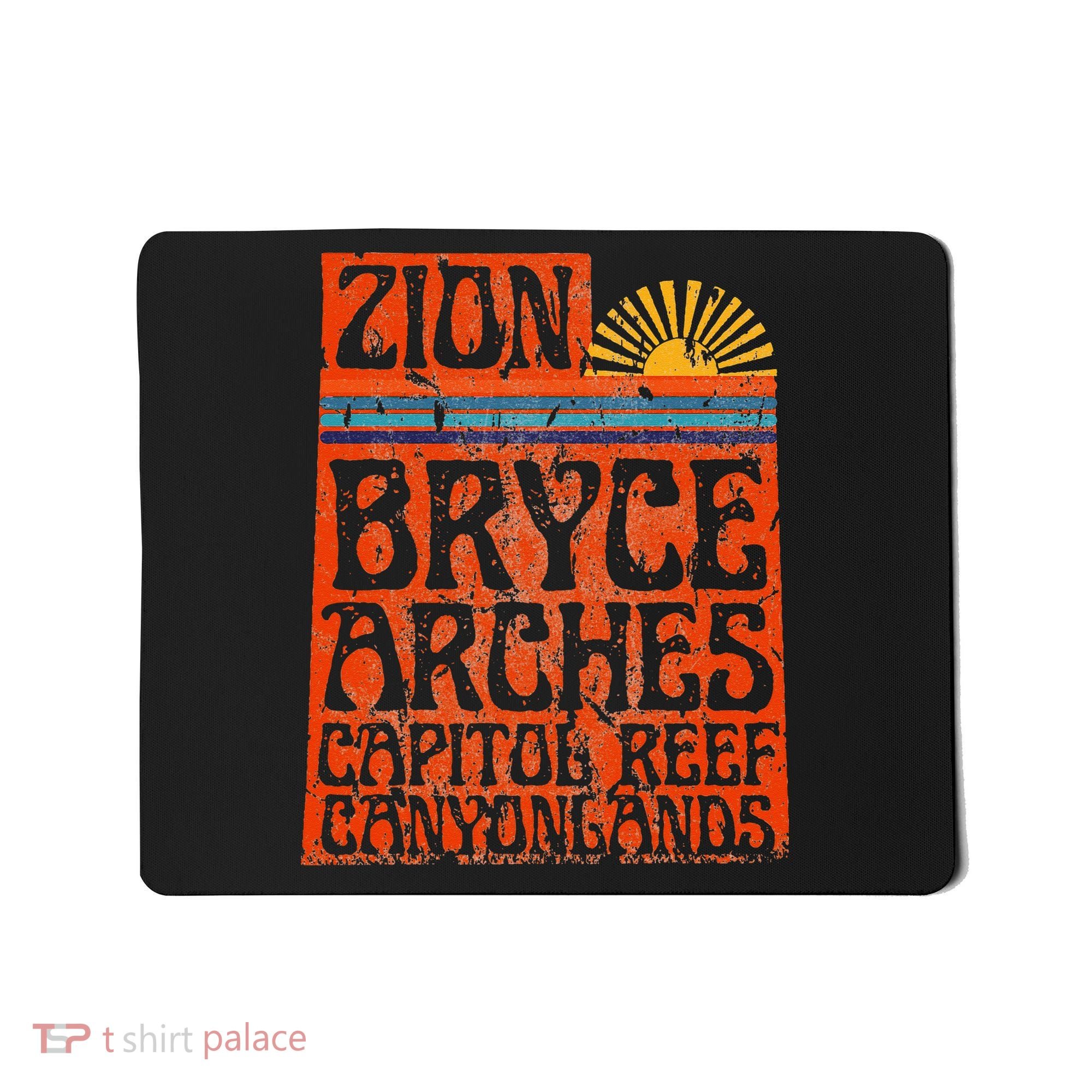 Utah National Parks Zion Arches Bryce Canyonlands State Map Mousepad