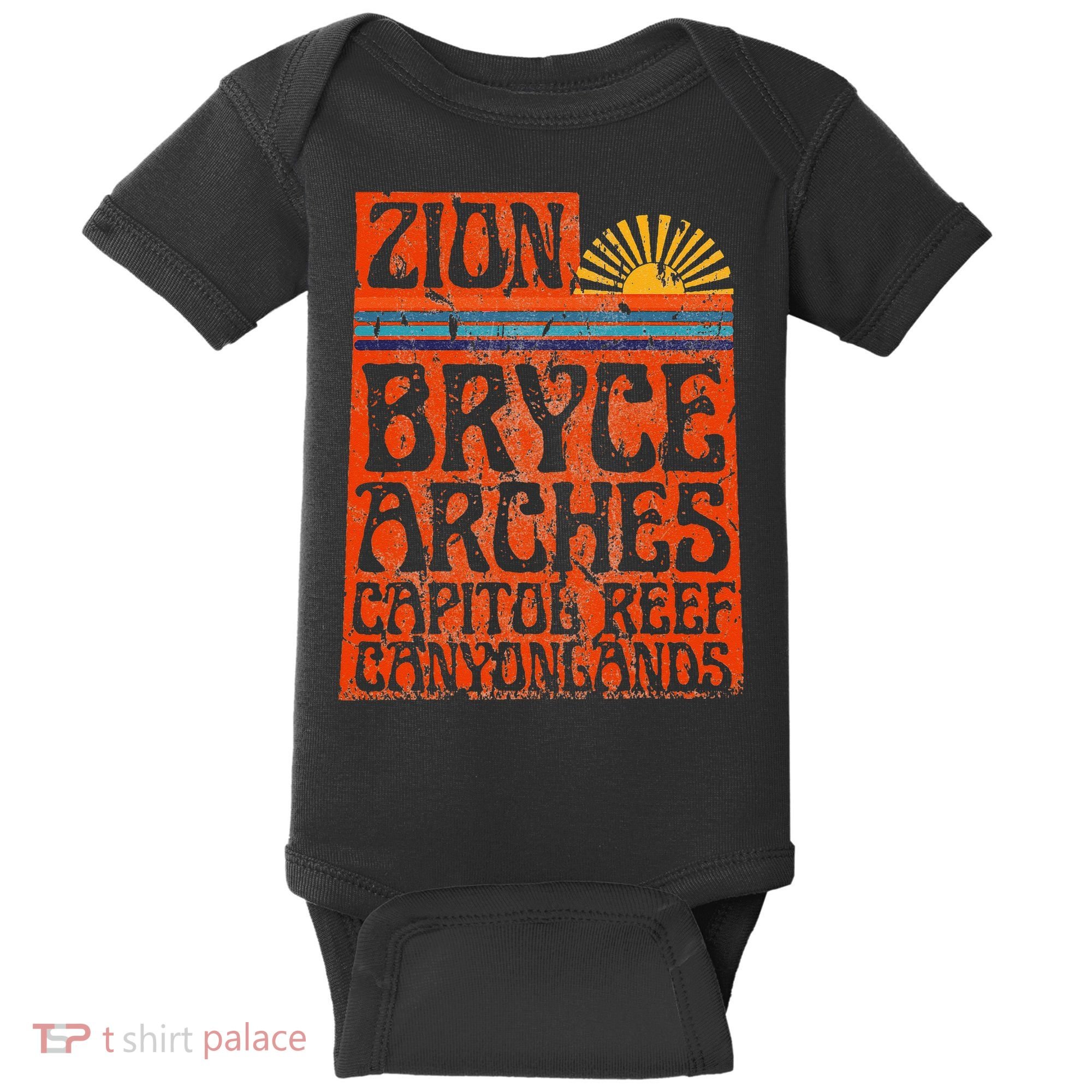 Utah National Parks Zion Arches Bryce Canyonlands State Map Baby Bodysuit
