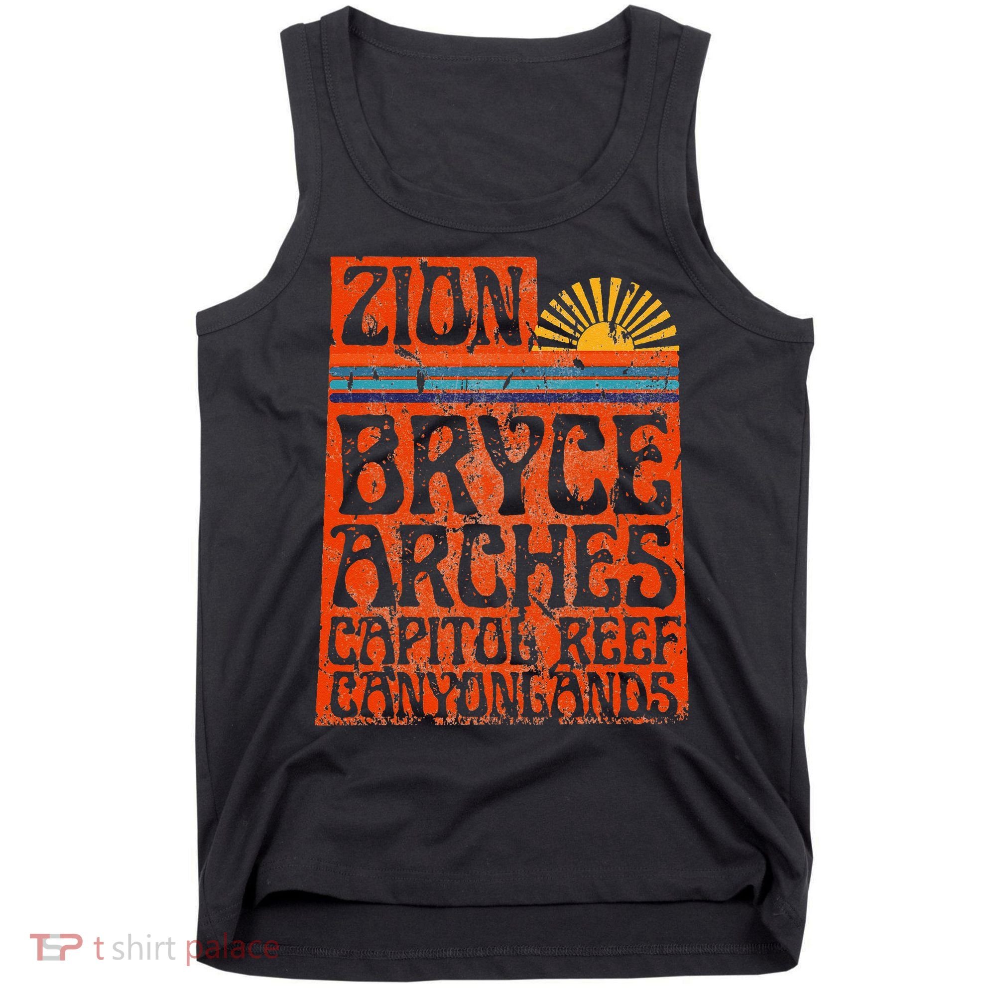 Utah National Parks Zion Arches Bryce Canyonlands State Map Tank Top