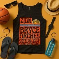 Utah National Parks Zion Arches Bryce Canyonlands State Map Tank Top thumb 4