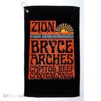 Utah National Parks Zion Arches Bryce Canyonlands State Map Golf Towel thumb 0