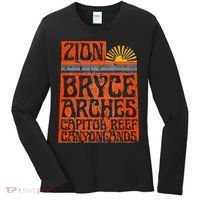 Utah National Parks Zion Arches Bryce Canyonlands State Map Women's Long Sleeve Shirt thumb 0