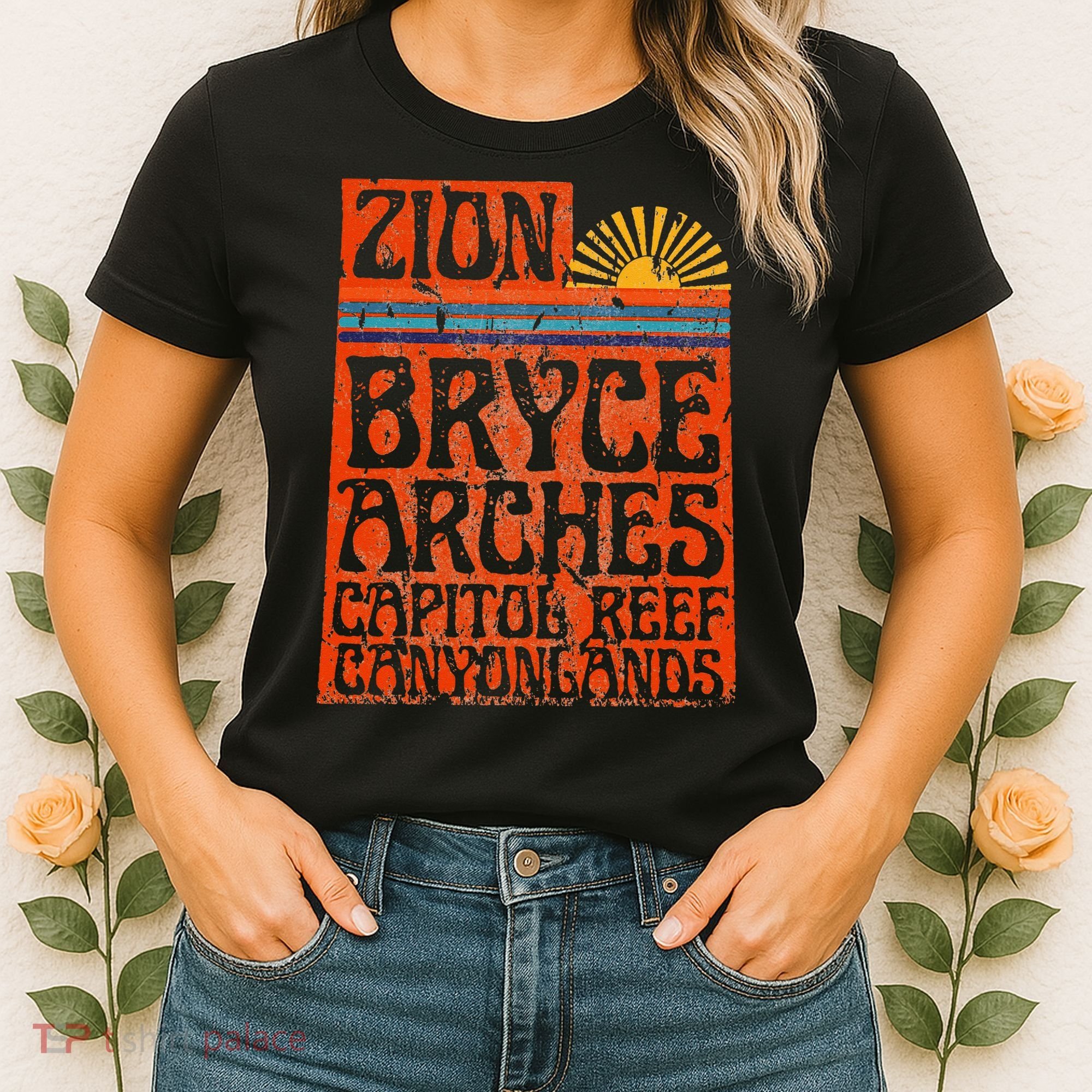 Utah National Parks Zion Arches Bryce Canyonlands State Map Women's T-Shirt