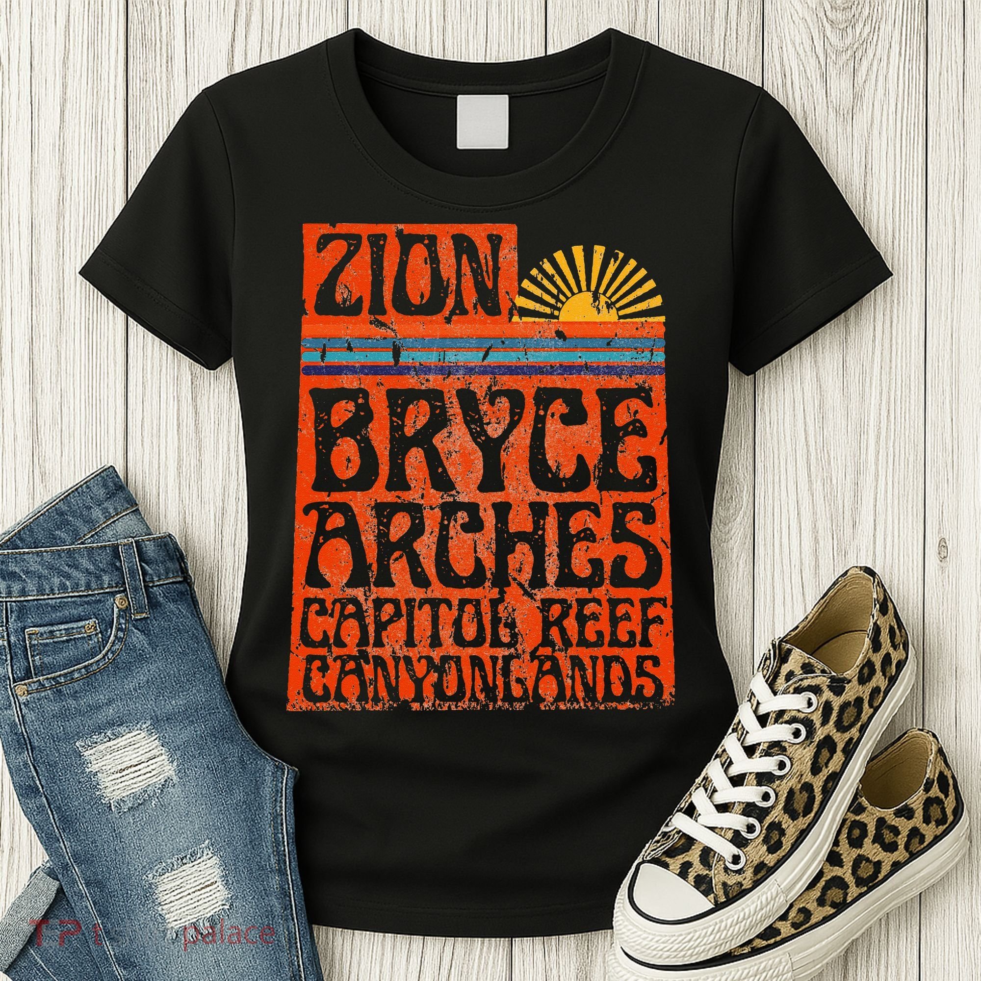Utah National Parks Zion Arches Bryce Canyonlands State Map Women's T-Shirt