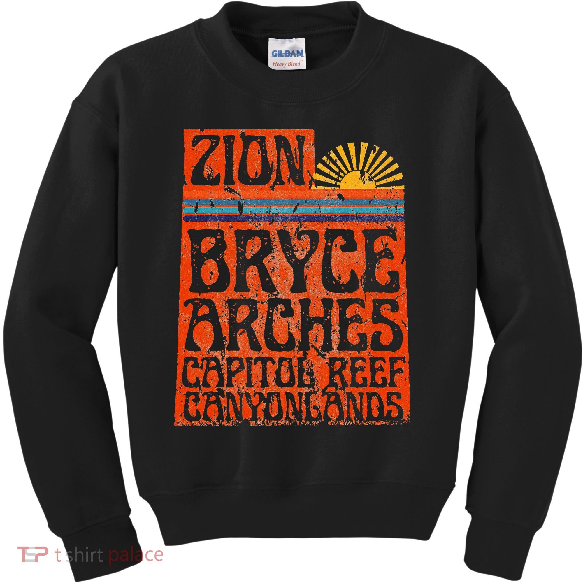 Utah National Parks Zion Arches Bryce Canyonlands State Map Kids Sweatshirt