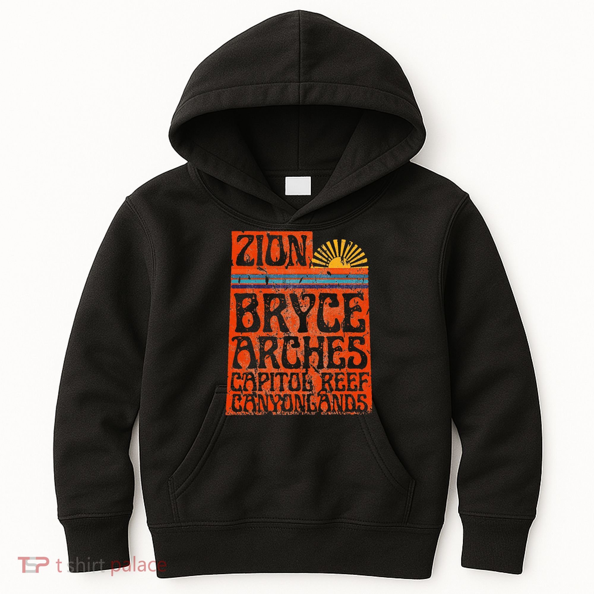 Utah National Parks Zion Arches Bryce Canyonlands State Map Kids Hoodie
