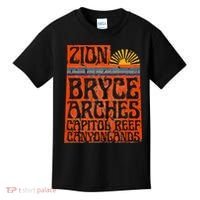 Utah National Parks Zion Arches Bryce Canyonlands State Map Kids T-Shirt thumb 0