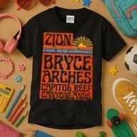 Utah National Parks Zion Arches Bryce Canyonlands State Map Kids T-Shirt thumb 3
