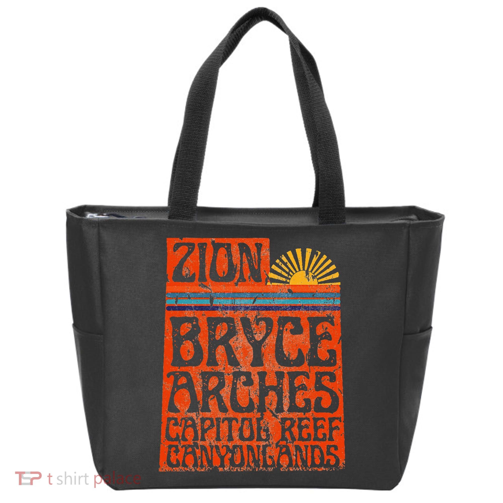 Utah National Parks Zion Arches Bryce Canyonlands State Map Tote Bag