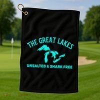 Unsalted N Shark Free The Great Lakes  Michigan Golf Towel thumb 1