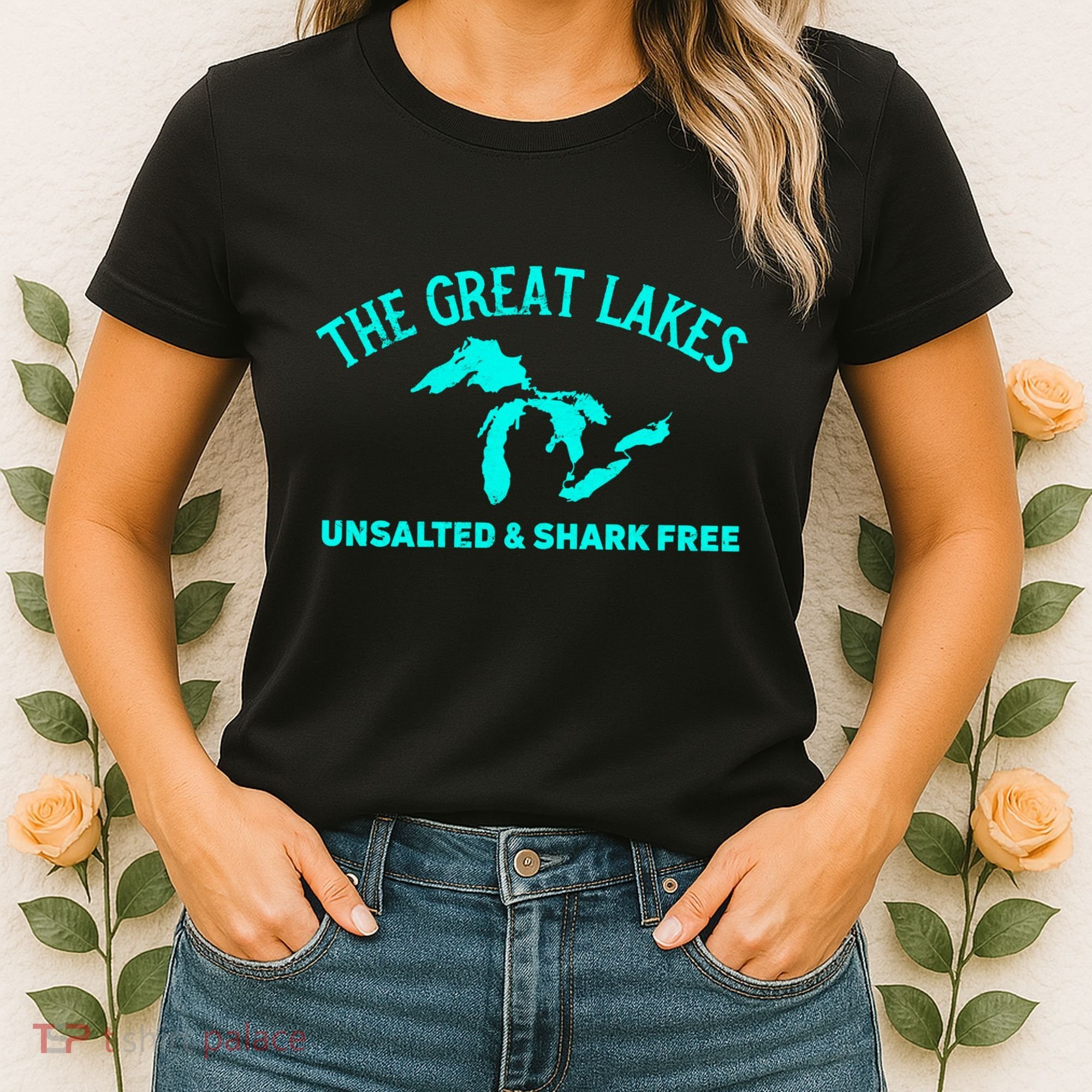 Unsalted N Shark Free The Great Lakes  Michigan Women's T-Shirt